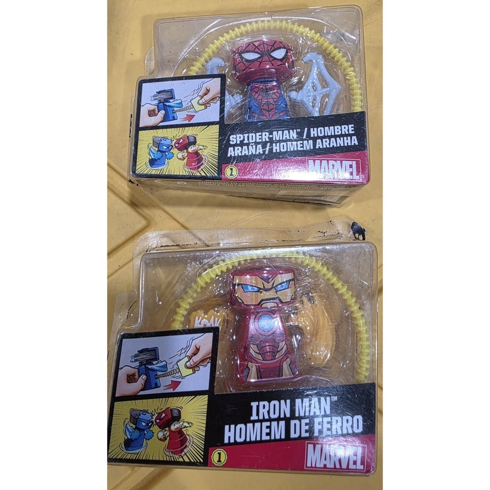 Brand New VS Rip Spin Warriors Marvel Lot Spiderman And Iron Man Box Damage Rare
